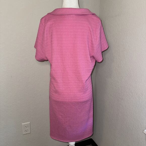American Eagle AE Smocked Button-Front Polo Mini Dress Women's Plus Sz 2XL Pink - Picture 3 of 8